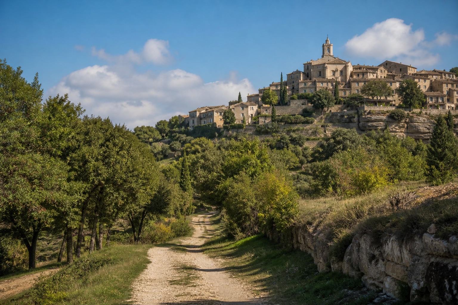Village perché du Luberon, pierre et collines